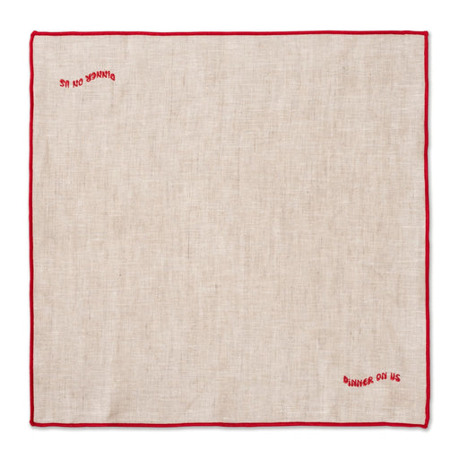 Napkins 100% linen Dinner on Us 40x40cm (set of 2) - Napkins - Kulu Club