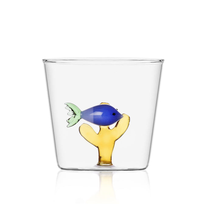Water glass Blue Fish Amber Seaweed - Water glasses - Ichendorf Milano