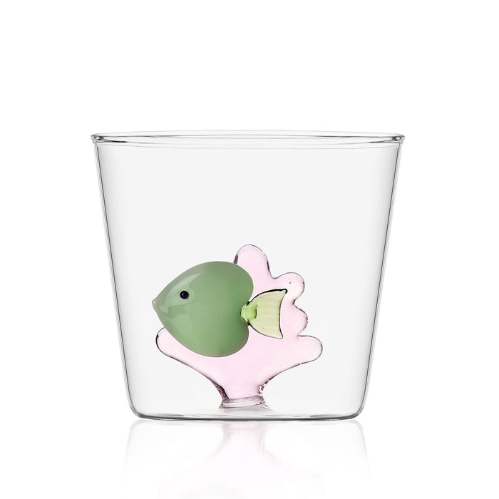 Water glass Green Fish Pink Seaweed - Water glasses - Ichendorf Milano