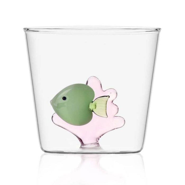 Waterglas Green Fish Pink Seaweed - Waterglazen - Ichendorf Milano
