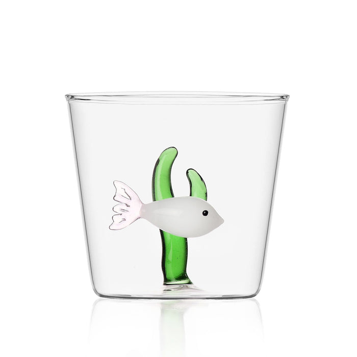 Water glass White Fish Green Seaweed - Water glasses - Ichendorf Milano