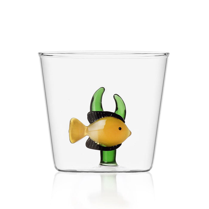 Water glass Yellow Fish Green Seaweed - Water glasses - Ichendorf Milano