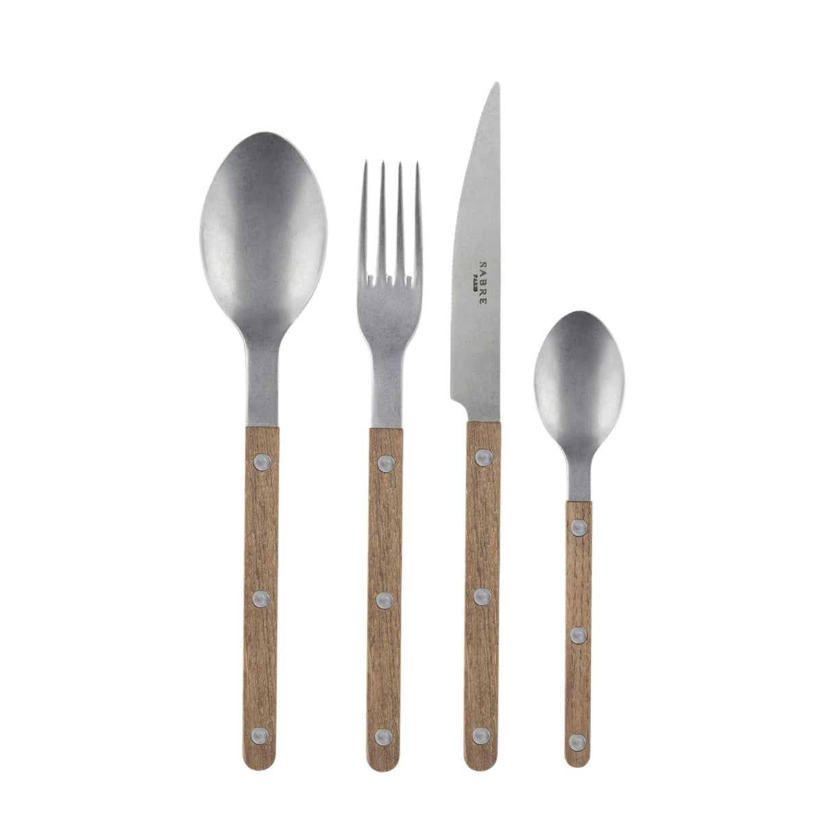 bistrot vintage teak cutlery set 4 piece sabre