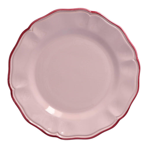 Dinner plate Baccellato Dusty Rose with Emerald rim 28cm Enza Fasano - FOODIES IN HEELS