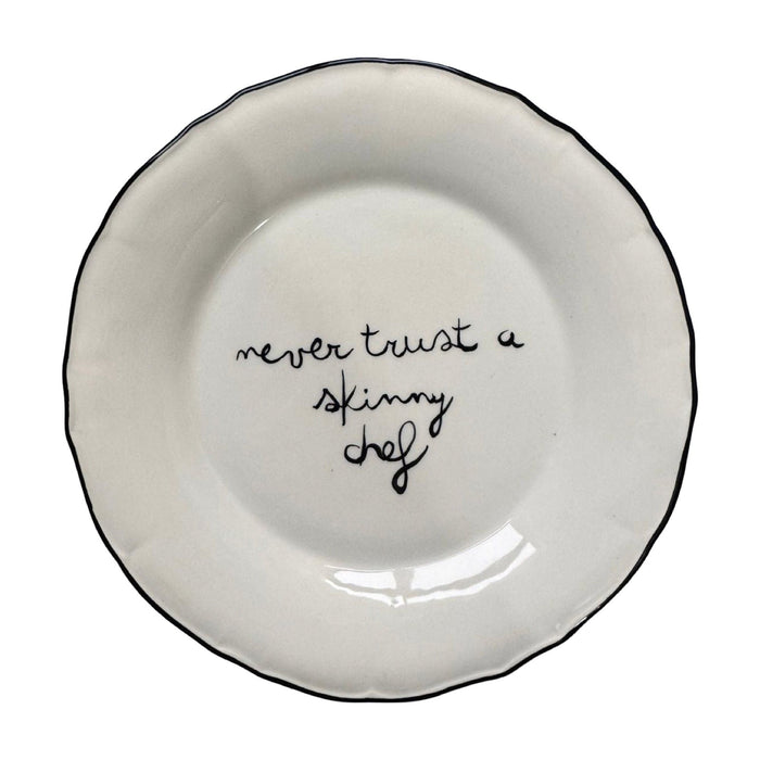 Dinerbord geschulpt Never trust a skinny chef 27cm - Dinerborden - Studio Noticed