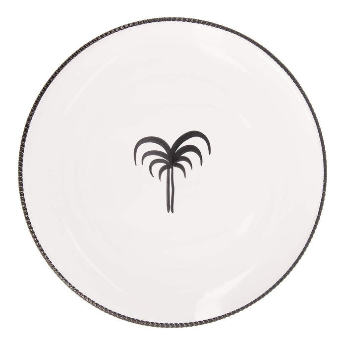 Dinerbord palmboom wit zwart Pizzolato 25,5cm - Dinerborden - Enza Fasano