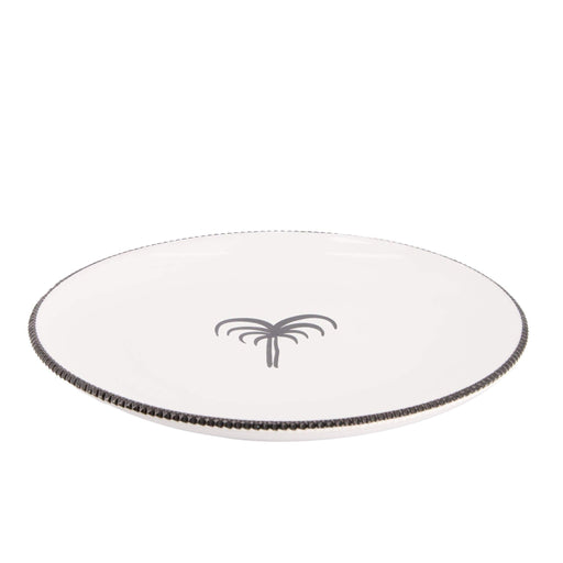 Dinerbord palmboom wit zwart Pizzolato 25,5cm - Dinerborden - Enza Fasano