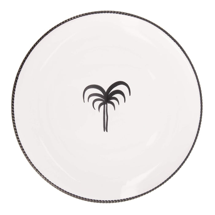 Dinerbord palmboom wit zwart Pizzolato 25,5cm Enza Fasano - FOODIES IN HEELS