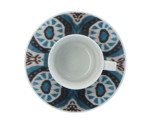 Espresso kopje en schoteltje Ikat porselein blauw wit Les Ottomans - FOODIES IN HEELS