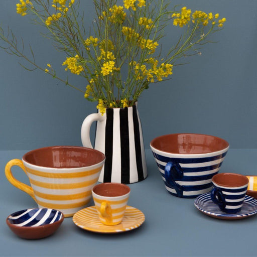 Espresso cup and saucer horizontal stripe blue (set of 2) Casa Cubista - -. FOODIES IN HEELS