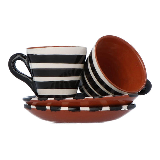 Espresso cup and saucer horizontal stripe black (set of 2) Casa Cubista - -. FOODIES IN HEELS