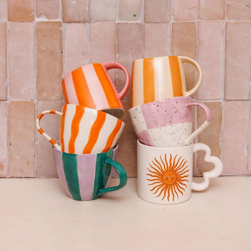 Geblokte Mok Roze Wit (set van 4) - Mokken - All the Luck in the World