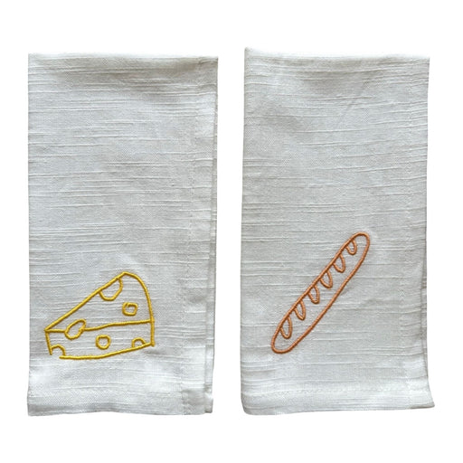 Geborduurde servetten Cheese & Baguette 45x45cm (set van 2) - Servetten - Studio Noticed