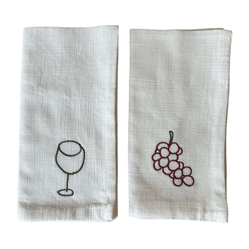 Geborduurde servetten Wine & Grapes 45x45cm (set van 2) - Servetten - Studio Noticed