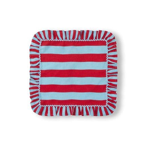 Gestreept servet met ruches Red Blue 45x45cm - Servetten - Bitossi