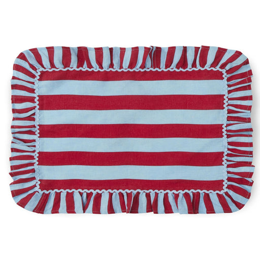 Gestreepte placemat met ruches Red Blue 37x53cm - Placemats - Bitossi