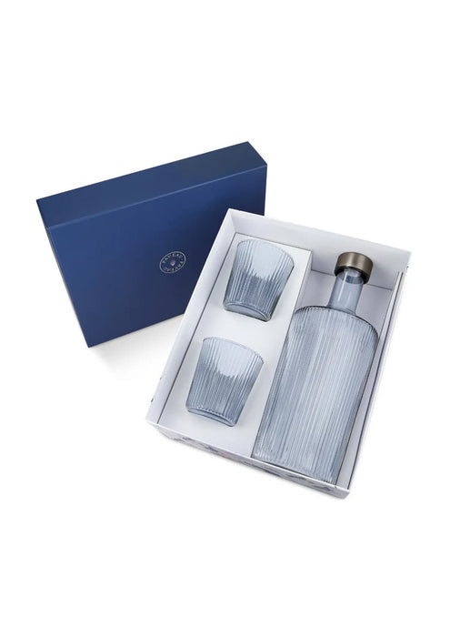 Giftset waterfles Swirl Midnight 1,25L met 2 waterglazen - Karaffen glas - Paveau