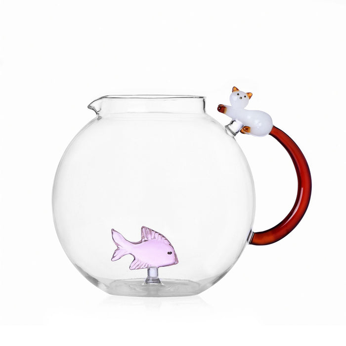 Karaf Pink Fish & White Cat 1L - Karaffen glas - Ichendorf Milano