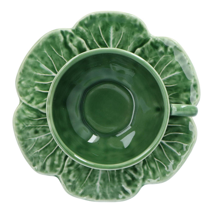 Koffiekopje en - schotel koolblad groen - Kopjes - Bordallo Pinheiro