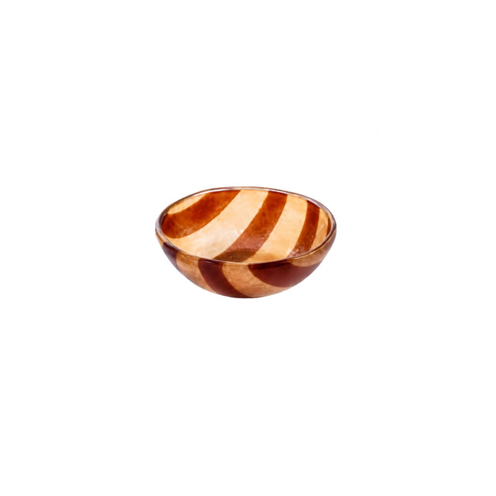 Kom glas Artisano Amber & Brown Stripes 9cm - Kommen - Cavari Atelier