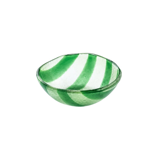 Kom glas Artisano Green Stripes 12cm - Kommen - Cavari Atelier