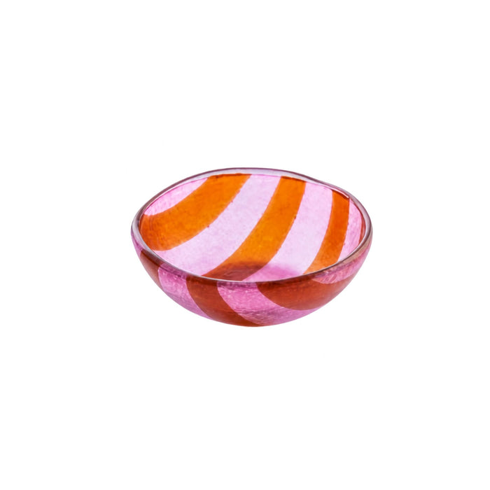 Kom glas Artisano Magenta Stripes 12cm - Kommen - Cavari Atelier