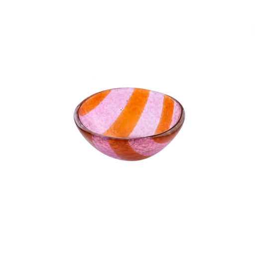 Kom glas Artisano Magenta Stripes 9cm - Kommen - Cavari Atelier