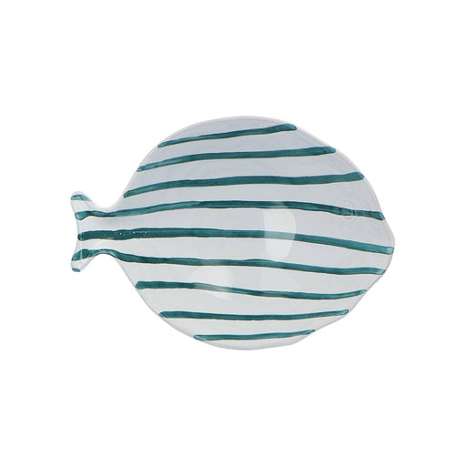 Kom visvorm wit groenblauw 22cm - Kommen - Enza Fasano