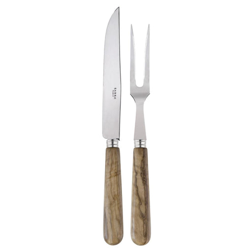 Lavandou cutting set knife and fork olive wood 26cm Sabre - -. FOODIES IN HEELS