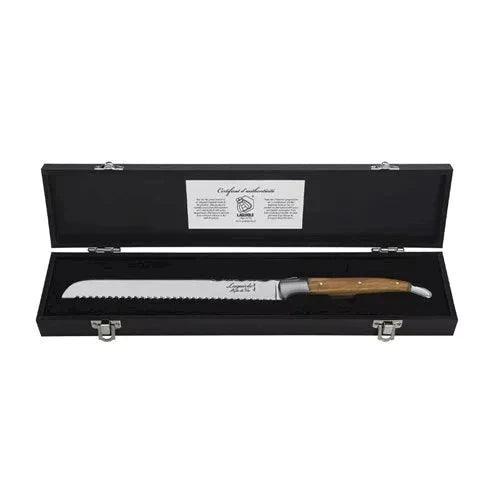 Luxury Line broodmes olijfhout in luxe kist - Bestek - Laguiole Style de Vie