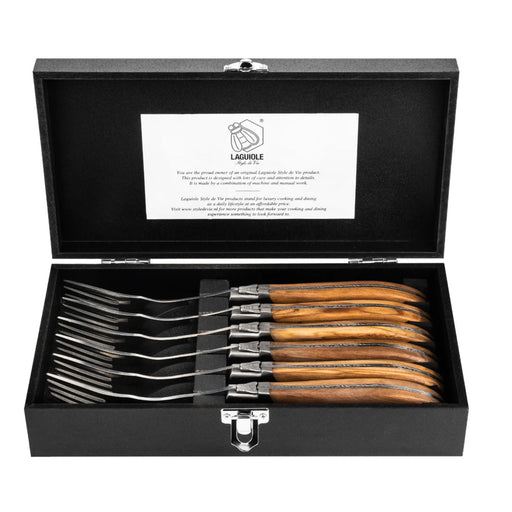Luxury Line vorken olijfhout in luxe kist (set van 6) - Bestek - Laguiole Style de Vie