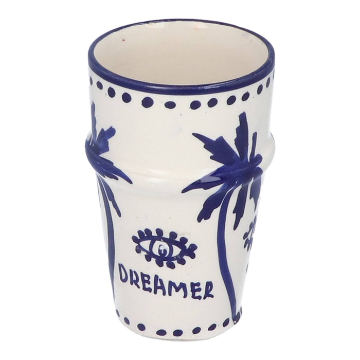 Mok Palmtree Cappuccino Blue & White 10cm - Mokken - Dreamer Collectives