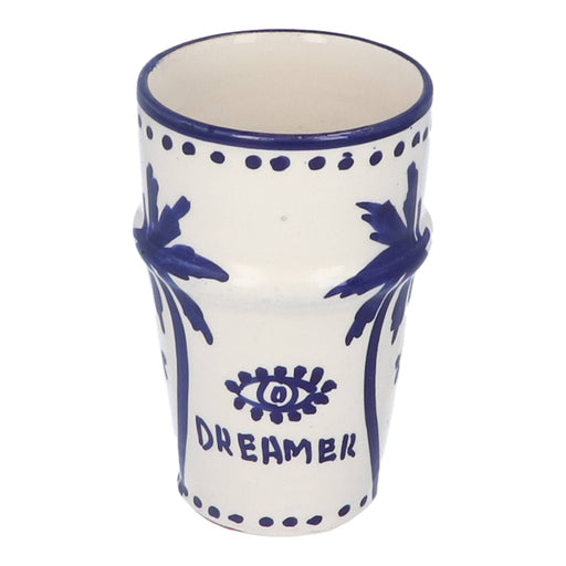 Mok Palmtree Cappuccino Blue & White 10cm - Mokken - Dreamer Collectives