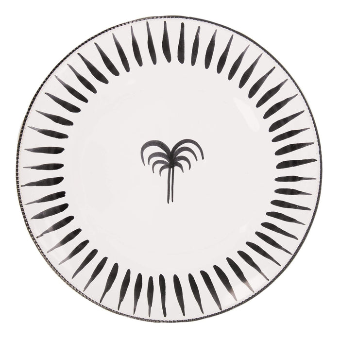 Onderbord palmboom wit zwart Pizzolato 31,5cm - Onderborden - Enza Fasano