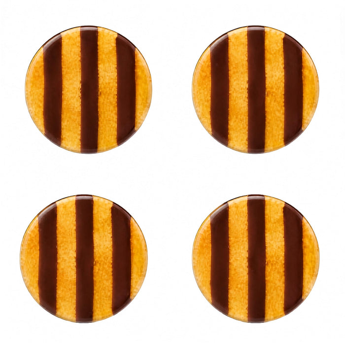 Onderzetters Artisano Amber & Brown Stripes (set van 4) - Onderzetters - Cavari Atelier