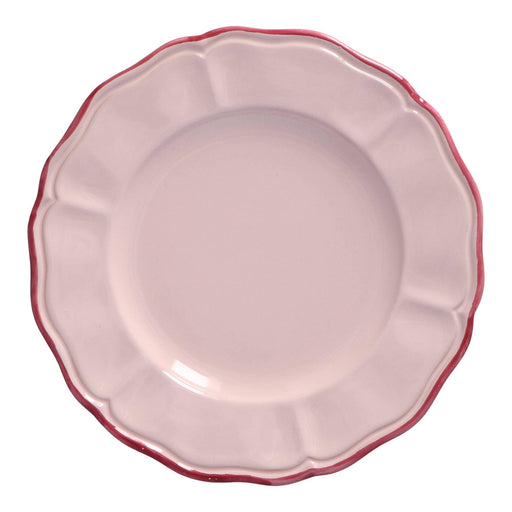 Ontbijtbord Baccellato Dusty Rose met Fuscia rand 21cm - Kleine borden - Enza Fasano
