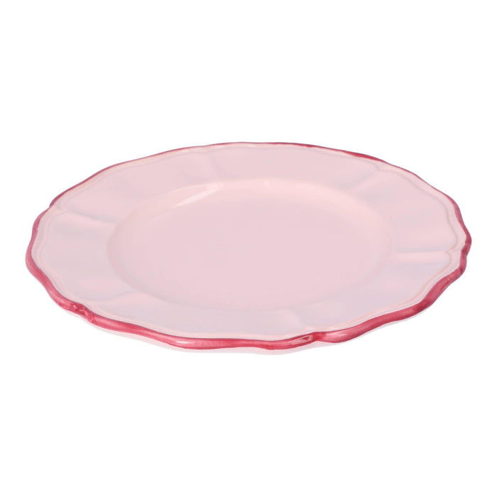 Ontbijtbord Baccellato Dusty Rose met Fuscia rand 21cm - Kleine borden - Enza Fasano