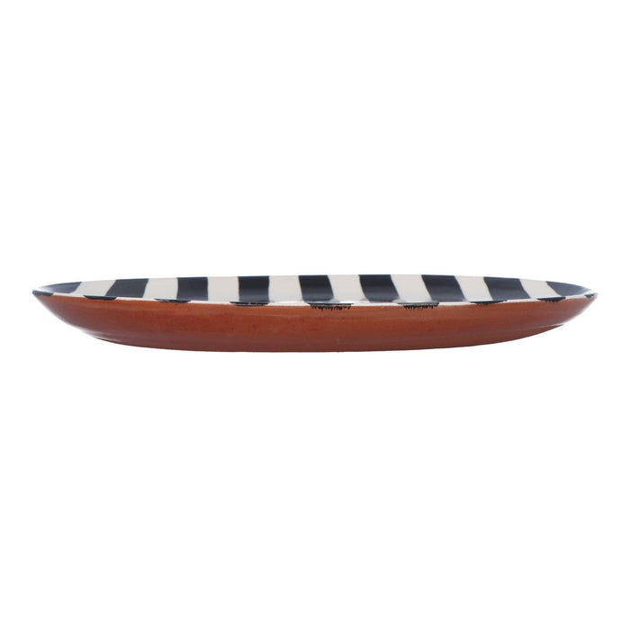 Ontbijtbord met streeppatroon zwart 23cm - Kleine borden - Casa Cubista