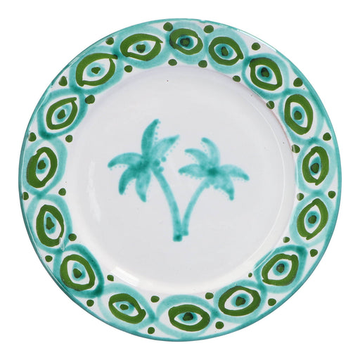 Ontbijtbord Palmera groen met turquoise 20cm - Kleine borden - Lenta Living