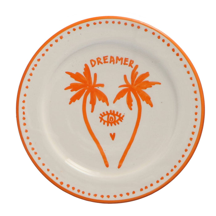 Ontbijtbord Palmtree Orange & White 22cm - Kleine borden - Dreamer Collectives
