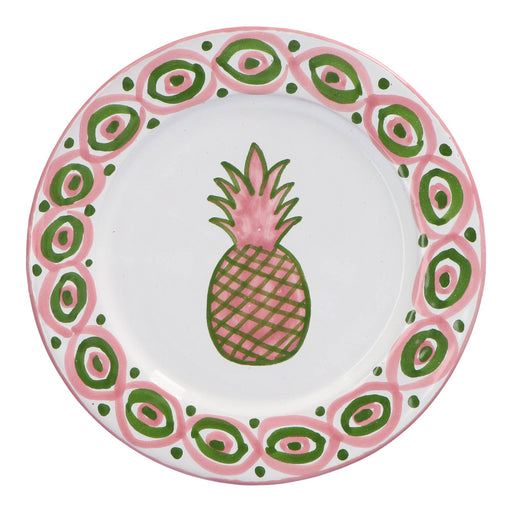 Ontbijtbord Pina roze met groen Hierba 20cm - Kleine borden - Lenta Living