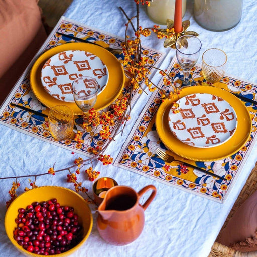 Ontbijtbord ruitpatroon wit bruin gladde rand 21cm Enza Fasano - FOODIES IN HEELS