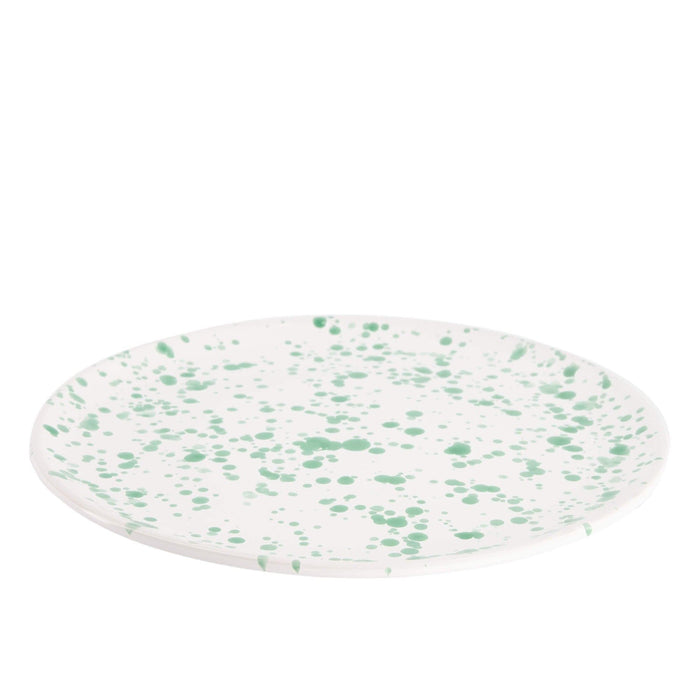 Ontbijtbord wit groen spetters gladde rand Smammriato 21cm Enza Fasano - FOODIES IN HEELS