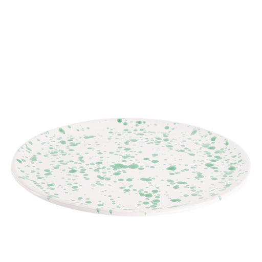 Ontbijtbord wit groen spetters gladde rand Smammriato 21cm - Kleine borden - Enza Fasano