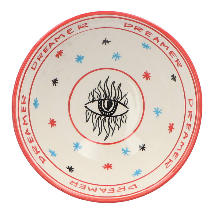 Ontbijtkom Palmtree Circus Eye Red & White 19cm - Kommen - Dreamer Collectives