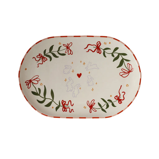 Ovale Schaal Flowers and Rabbits 20cm - Schalen - All the Luck in the World
