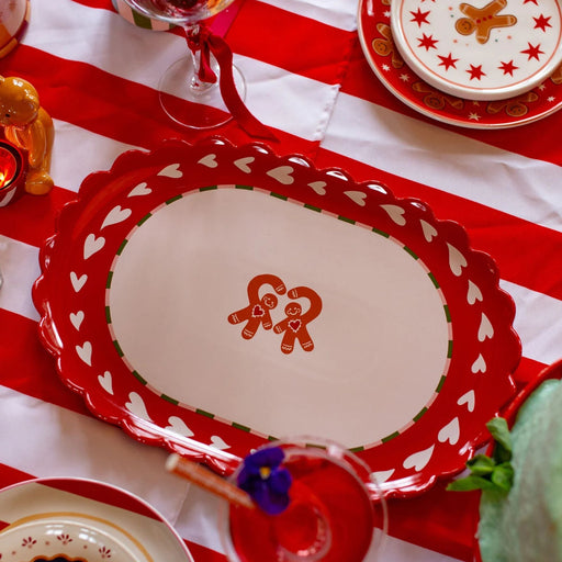 Ovale Schaal Heart and Gingerbread Man 36cm - Schalen - All the Luck in the World
