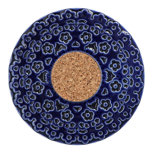 Pannenonderzetter kurk kobaltblauw 17cm Duro Ceramics - FOODIES IN HEELS