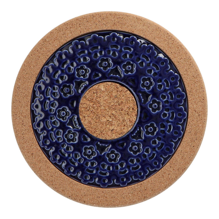 Pannenonderzetter kurk kobaltblauw 19cm Duro Ceramics - FOODIES IN HEELS