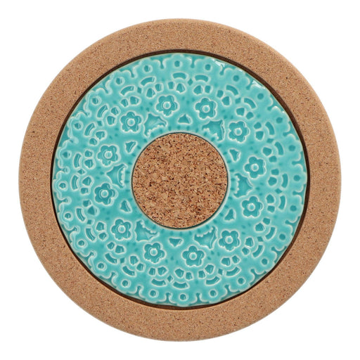 Pannenonderzetter kurk turquoise 19cm - Pannenonderzetters - Duro Ceramics